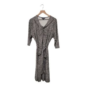 Lands' End Twist Neck Deep Sea White Geometric Tied Dress Size 1X